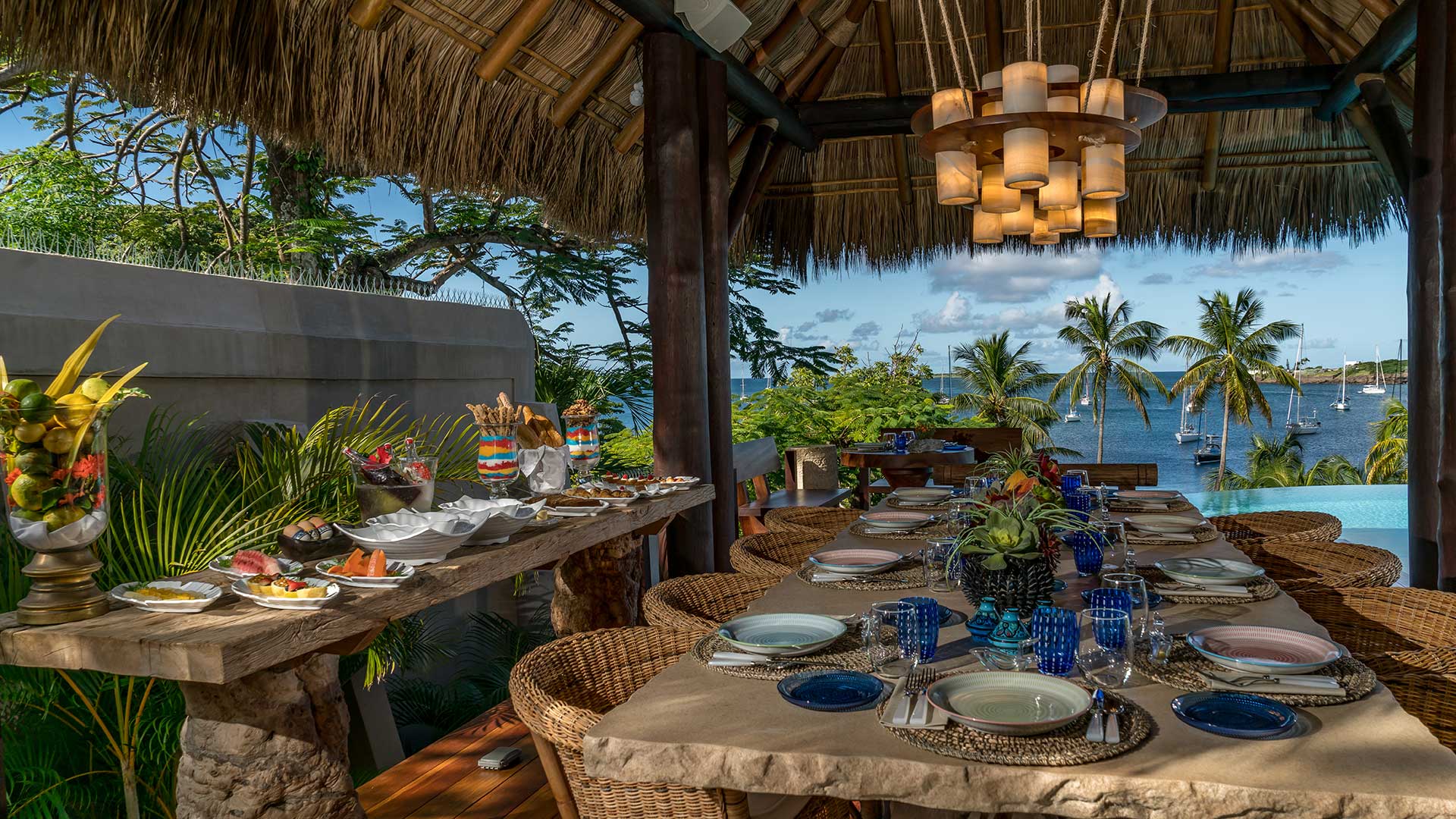 Dining palapa Solamente Villa Grenada